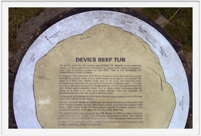 Descriptive Sign on Road above Devil's Beef Tub
